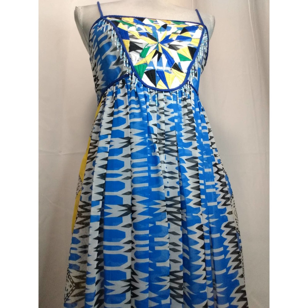 Christina blue geometric print spaghetti strap maxi dress - Picture 5 of 6